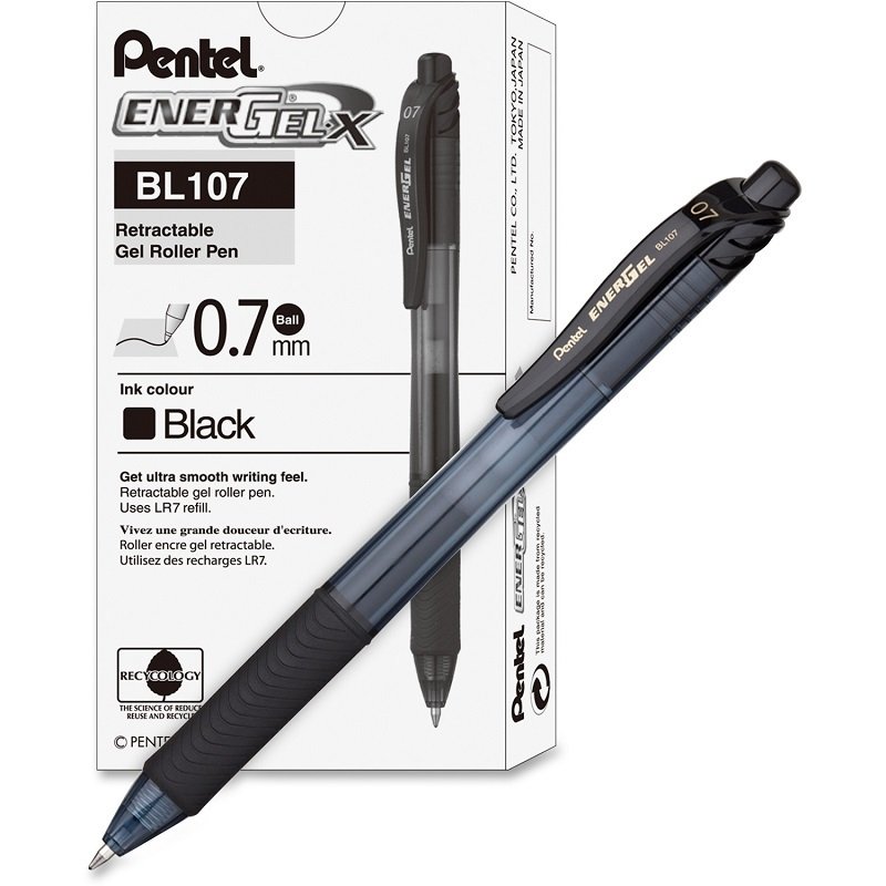 Pentel EnerGel X Liquid Gel Black Pen (Pack of 12)
