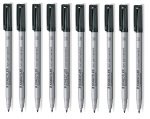 Staedtler Lumocolor Med Tip Pen - Black (10 Pack)