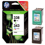 HP 338/343 Multi-pack 1x Black, 1x Tri-Colour Original Ink Cartridge - Standard Yield	480/330 Pages - SD449EE