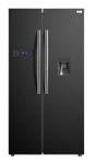 Russell Hobbs RH90FF176B-WD Black 90cm Wide American Style Freestanding No Frost Fridge Freezer with Water Dispenser