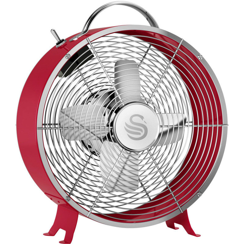 Swan Retro 8 Inch Clock Fan Desk Fan SFA12630RN - Red