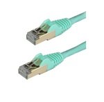 StarTech.com CAT6a Cable - 50 cm Aqua Ethernet Cord - Snagless - STP CAT6a Patch Cord