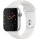Apple Watch Series 4 GPS + Cellular, 44mm Silver Aluminium Case with White Sport Band