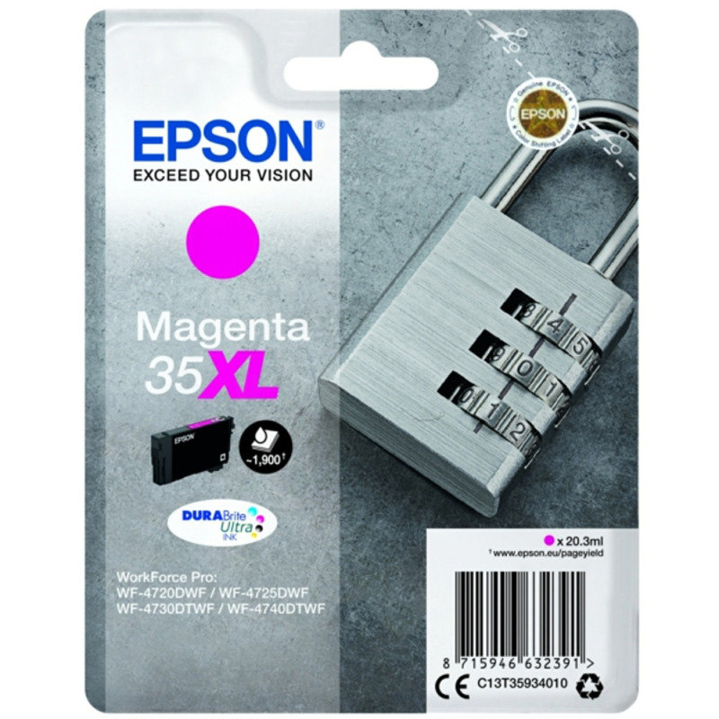 Epson Ink/35XL Padlock 20.3ml 1900 Page Yield, Magenta - C13T35934010