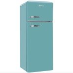 Retro-style Fridge Freezer 144cm high 55cm width Duck Egg Blue