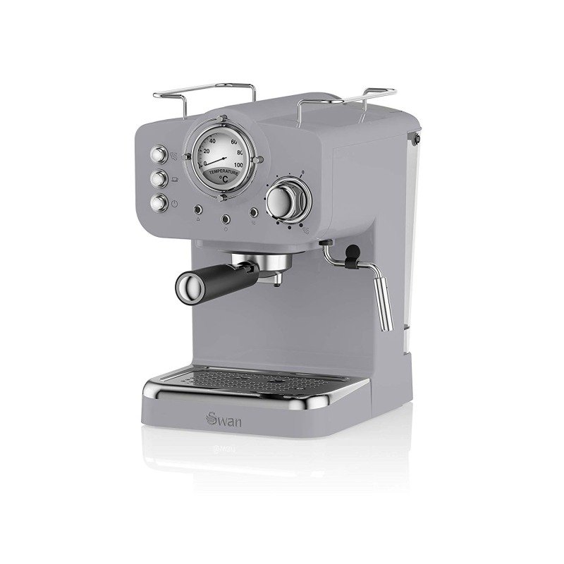 Swan Sk22110grn Retro Pump Espresso Coffee Machine 15 Bars Of Pressure Grey 4022