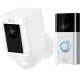 Ring Spotlight Battery Outdoor Cam including Ring Video Doorbell - White