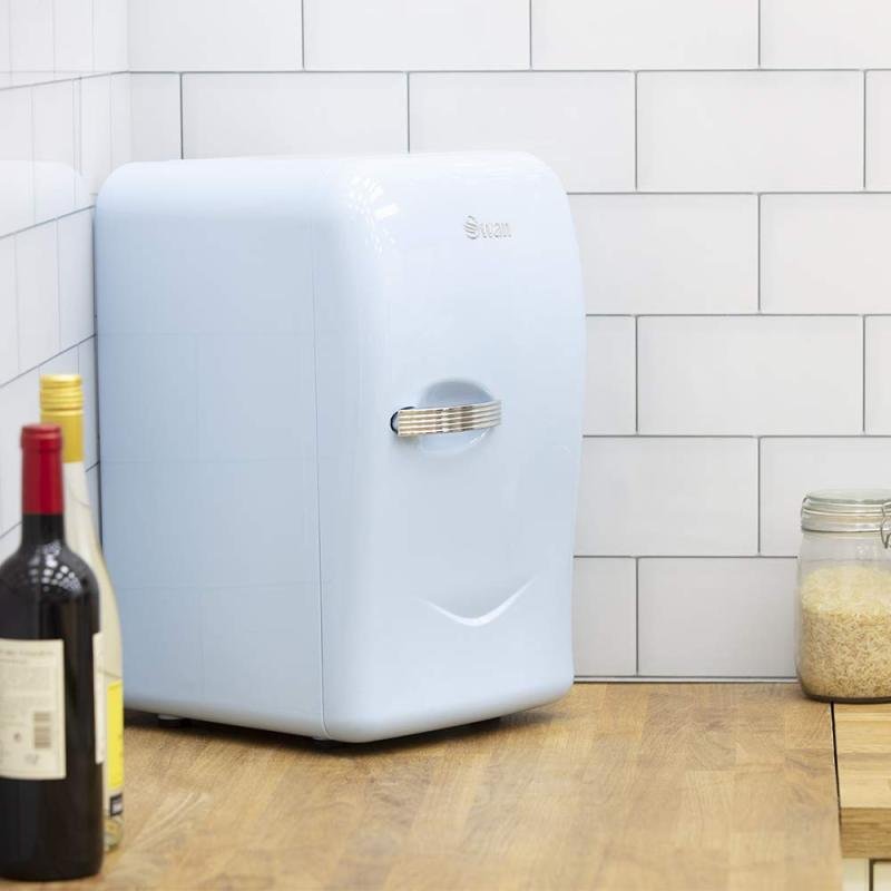 retro blue mini refrigerator