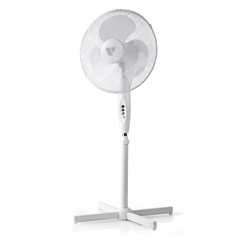 Vida 16" Pedestal Fan, 16 Inch, 3 Speed, Quiet Running, Oscillating, Adjustable Height, Cooling Fan, White