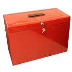 Cathedral A4 Metal File Box Red