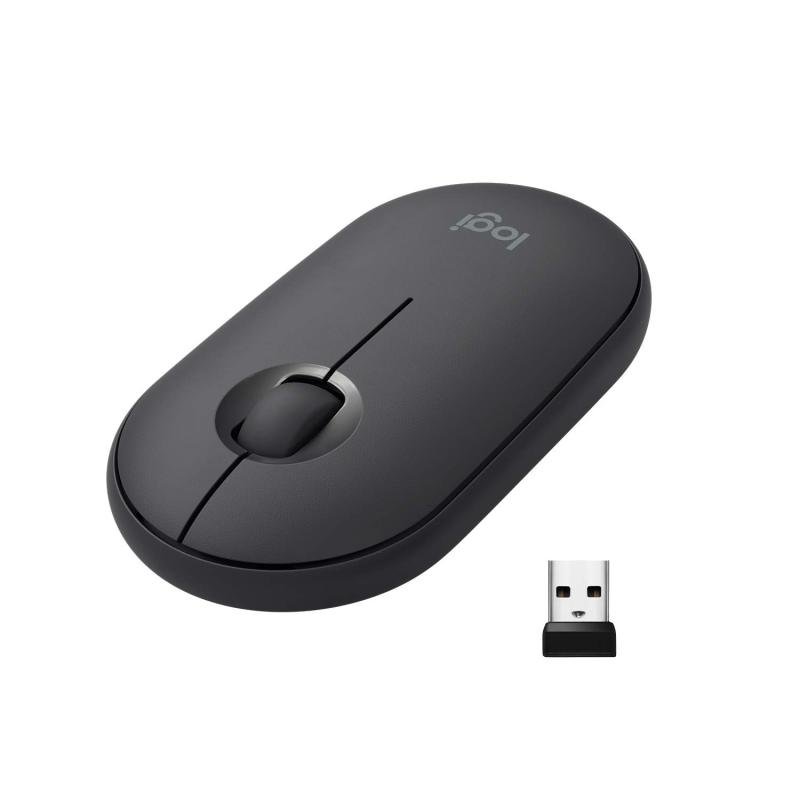 Logitech Pebble M350 Wireless Mouse with Bluetooth or 2.4 GHz Receiver, Silent, Slim Computer Mouse