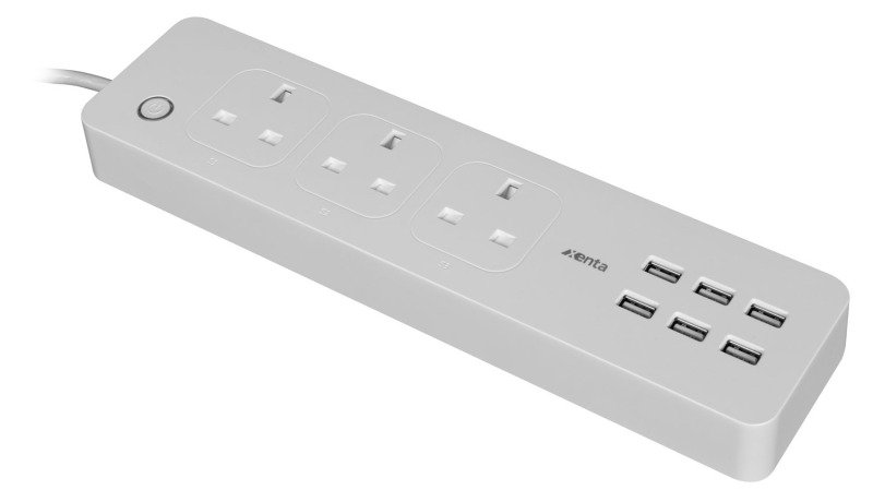3 Gang UK Smart WiFi Power Strip with 6 USB Ports - Works with Google and Alexa