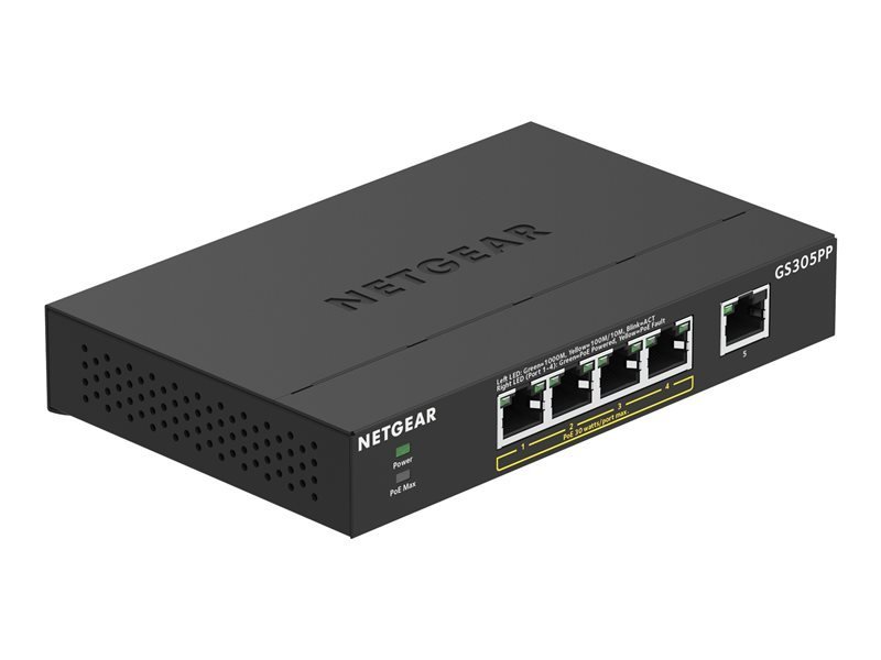 NETGEAR GS305PP 5-Port Unmanaged Desktop Gigabit PoE+ Switch