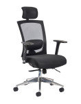 Gemini Mesh Task Chair With Adjustable Arms And Headrest - Black