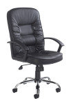 Hertford High Back Manager's Chair - Black Leather Faced