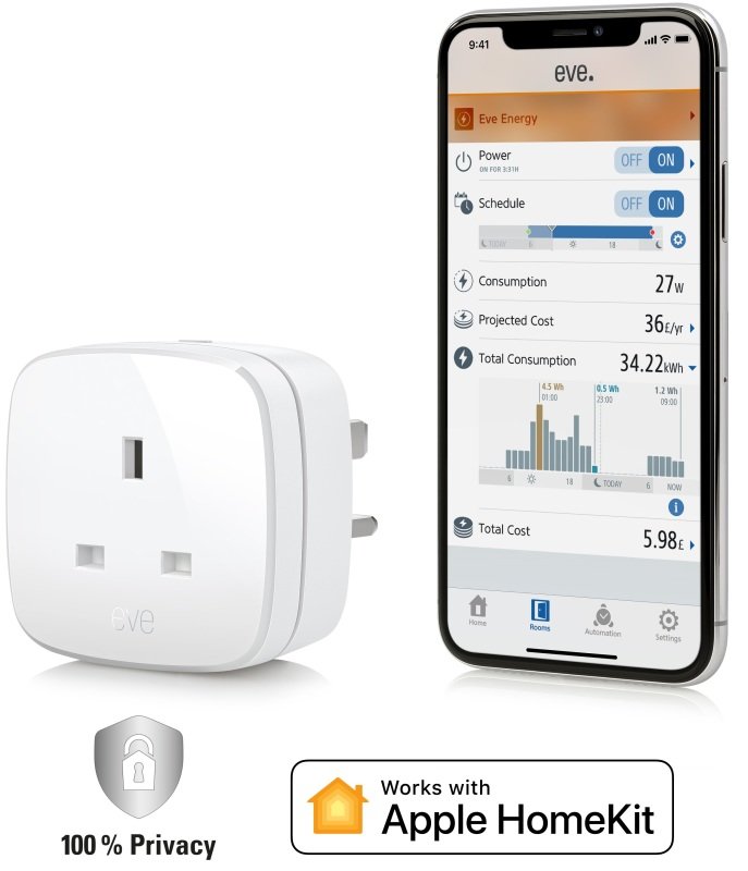 Eve Energy - Smart Plug & Power Meter - Works with Apple HomeKit