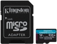 KINGSTON CANVAS GO! PLUS MICROSD 512GB UHS-I (U3) SD CARD W/ SD ADAPTOR