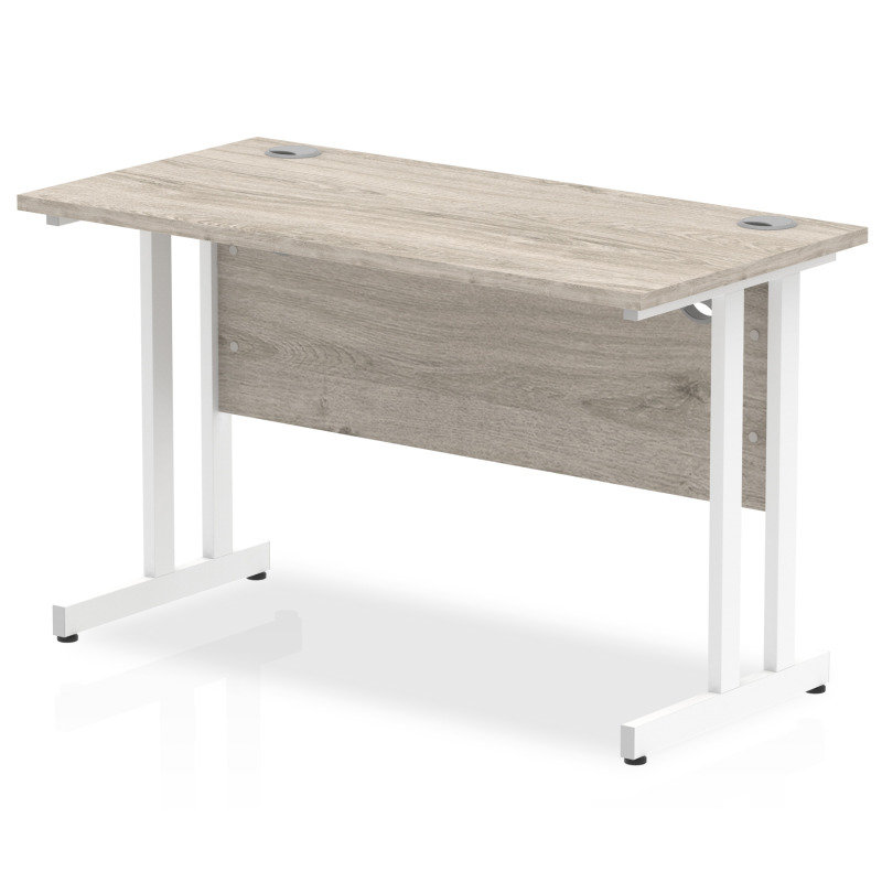 Impulse 1200mm x 600mm Rectangular White Cantilever Leg Desk - Grey Oak