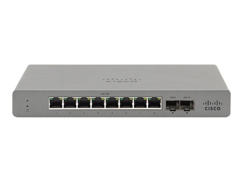 Cisco Meraki Go GS110-8P - Switch - Managed - 8 X 10/100/1000 (poe+) + 2 X Sfp (mini-gbic) (uplink)