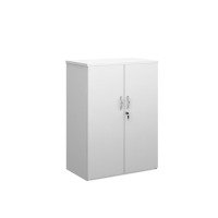 Duo Double Door Cupboard 1090mm High With 2 Shelves - White