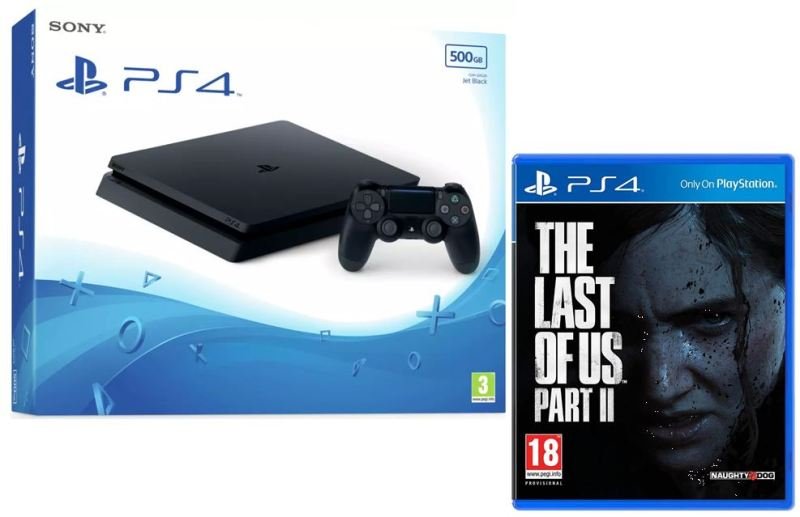 Sony PS4 500GB Console with Last of Us Part II - Black
