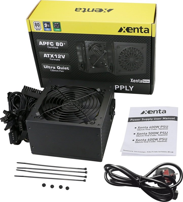Xenta 500W 80+ Power Supply Unit 230V with 12cm Fan