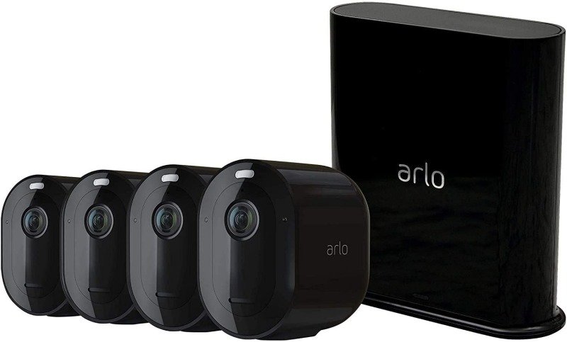 Arlo Pro3 Smart Home Security Cameras | Alarm | Rechargeable | Colour Night Vision | Indoor/Outdoor | 2K QHD | 2-Way Audio | Spotlight | 4 Camera Kit | VMS4440B - Black
