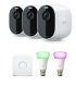 Arlo Essential Spotlight CCTV 3 Camera system with Philips Hue B22 Starter Kit - White