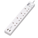 Tripp Lite PS4B18USBW - 4-Outlet Power Strip with USB-A Charging - BS1363A Outlets